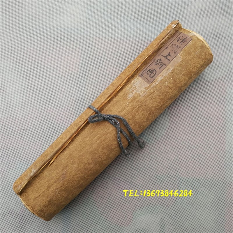 仿古画长卷国画人物丝绢客厅装饰做旧挂画山水明上河图卷轴画