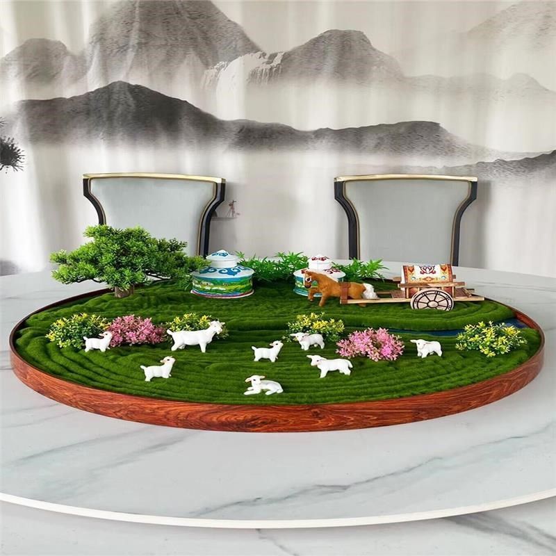 酒店餐桌转盘中间圆桌仿真装饰创意草原微景观造景摆台,家居饰品,装饰摆件,淘宝优惠券,粉丝福利购,淘宝优惠卷