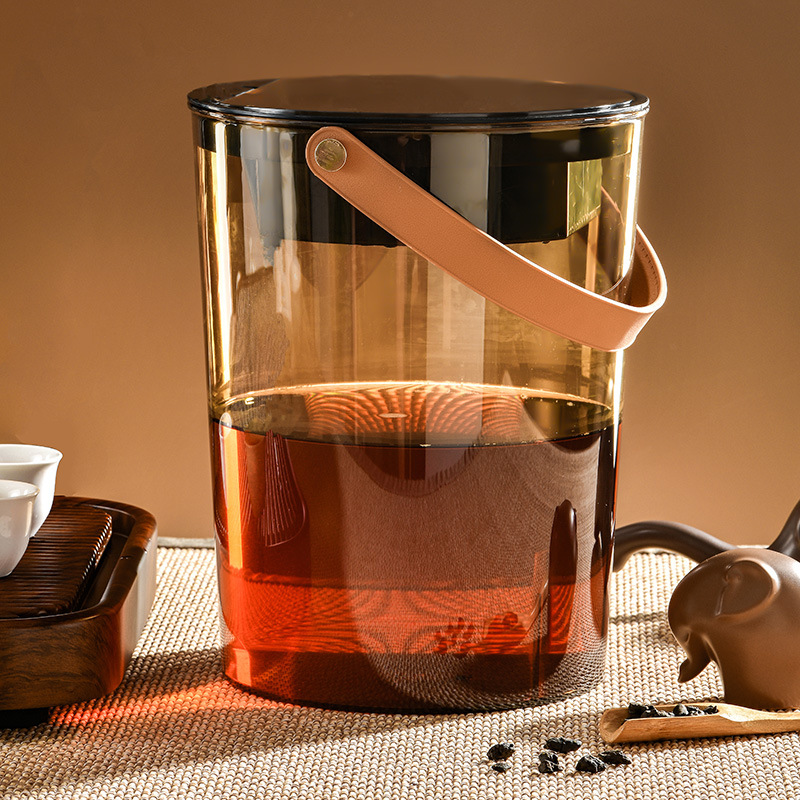 PET高透明茶渣桶 茶桶茶水桶家用茶具配件废水桶茶台垃圾桶大容量