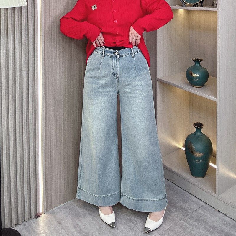 直筒牛仔裤女大码胖妹妹春季新款高腰显瘦设计感宽松阔腿奶奶裤子,女装/女士精品,大码裤装,淘宝优惠券,粉丝福利购,淘宝优惠卷