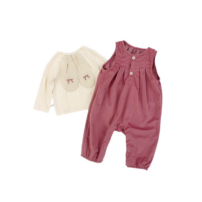 婴儿衣服背带裤套装连体女宝宝春秋装两件套洋气一岁外出秋季幼儿