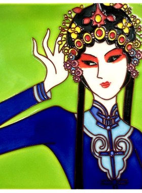 江南风光手绘瓷板画 中式装饰画客厅背景墙挂画 创意家居摆件摆台