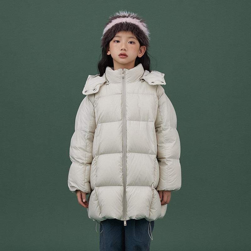 鹅小宝童装男女童中长款儿童羽绒服2023年冬季加厚保暖鹅绒服外套