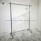 不锈钢男女装 中岛架带轮子 店铺展示架买手店陈列道具工业风落地式