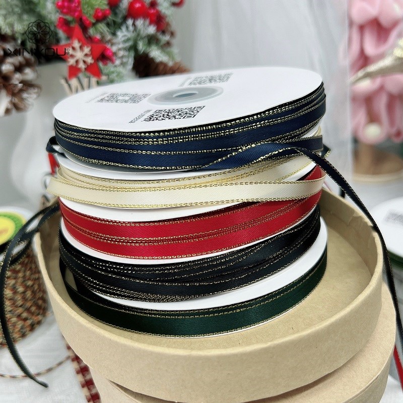 心悠新款6mm金边新年红丝带礼物礼盒包装带扎带鲜花花束礼品缎带