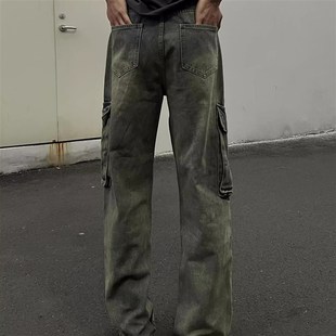 直筒宽松多口袋休闲百搭长裤 牛仔裤 复古水洗工装 本源ULTISO