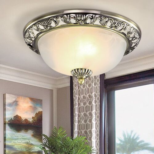 卧室吸顶灯欧式复古大气家用螺口灯头可换led灯泡房间书房阳台灯