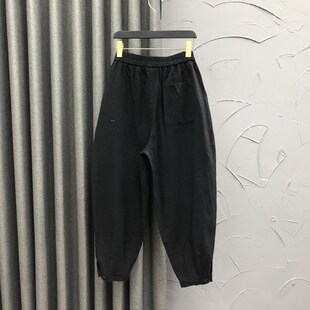 黑色松紧腰休闲哈伦牛仔裤女2025春季新款时尚宽松束脚九分老爹裤