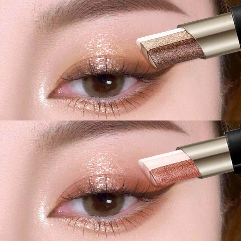 【适合新手】懒人三色渐变眼影棒，无需搭配，蚕笔，高光，防水，