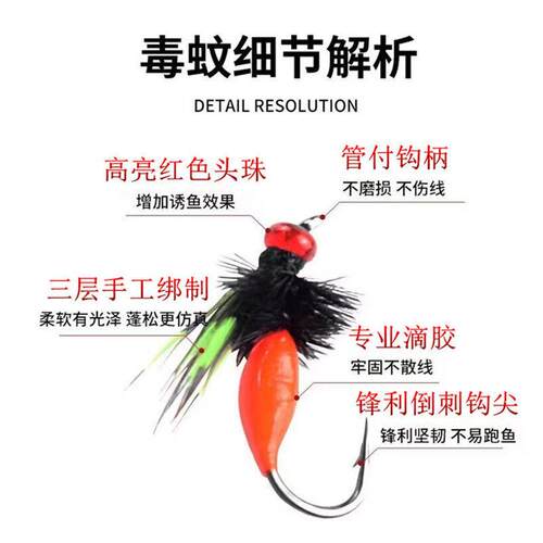 微物路亚荧光毒蚊假饵飞蝇串钩绑好的不伤线组助投器钓组套装