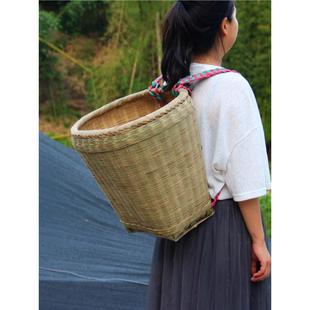 饰 竹背篓精编手工竹编家用四川背篼买菜竹筐成人可做舞蹈道具装