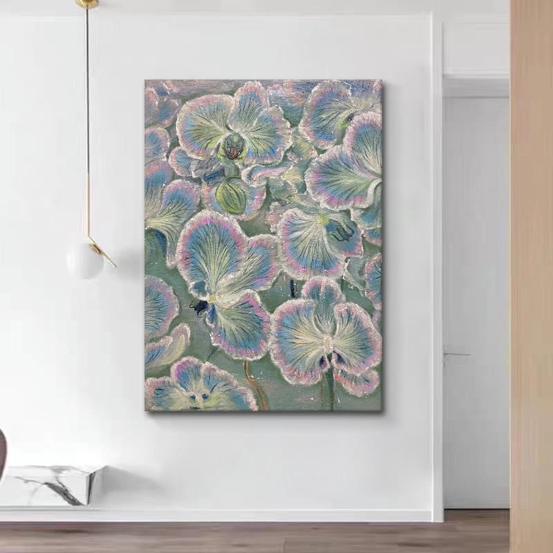 美式简约手绘油画 画抽象花卉客厅装饰画 画立体花朵肌理画 画玄图片