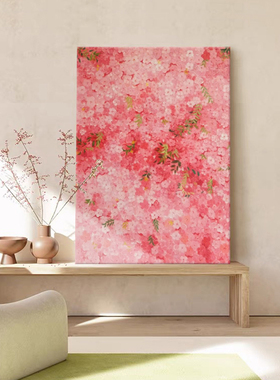 粉红色花卉手绘油画奶油