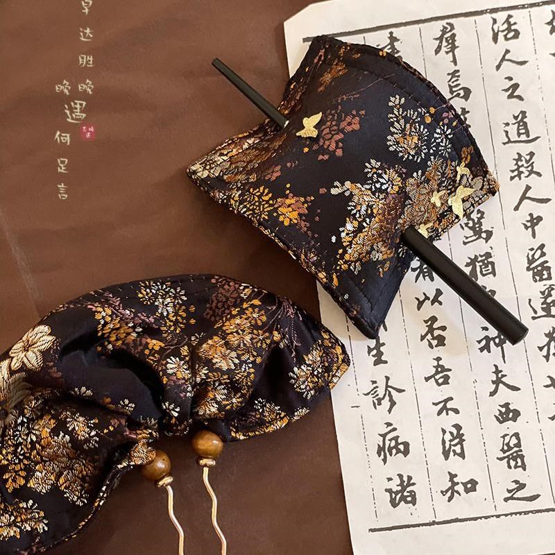 [锦华]手工刺绣布艺发簪女复古高级感发钗新中式古风民族风发饰