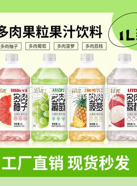 网红大果粒多肉系列果粒饮品1L*12瓶实惠装味全4种口味果蔬汁饮品