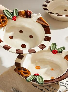 创水意陶瓷年果盘子釉下彩甜品盘可沙拉盘酸奶碗生日PQK礼物新爱