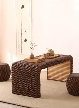 藤草编桌炕桌榻米矮桌飘窗阳台榻茶几家桌子用简jx-12340约茶茶台