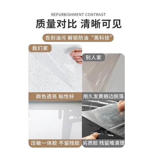 厨房石英石台贴防面火耐高温加厚透明防保护膜油膜SWK-25BH贴纸灶
