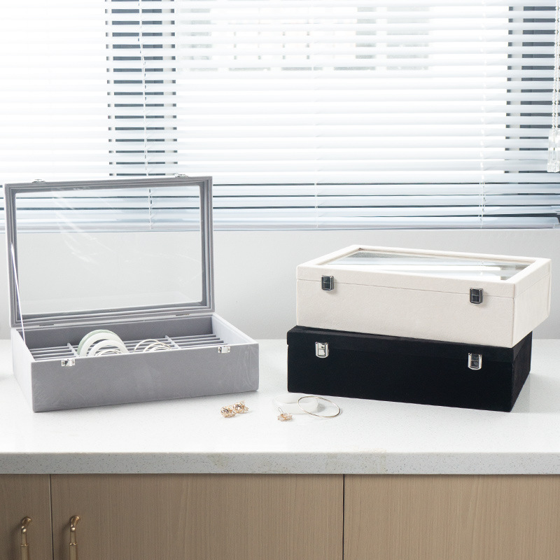 冰花绒布珠宝手镯箱40位玉器翡翠手镯盒玉镯子展示收纳盒首饰展示