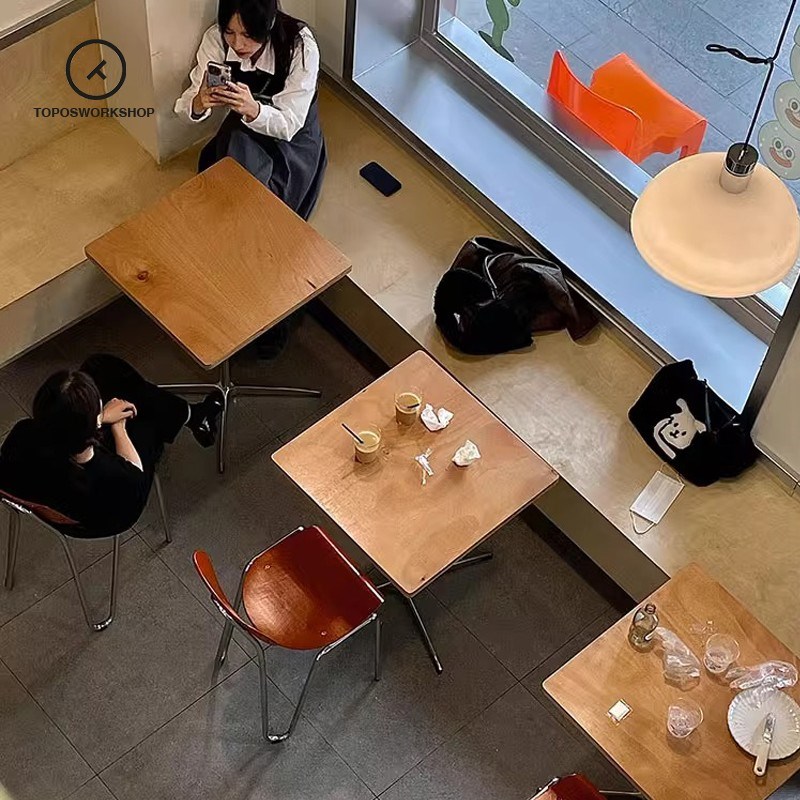 中古咖啡桌椅咖啡厅方桌海洋板小圆桌工业风O奶茶店甜品店商用桌