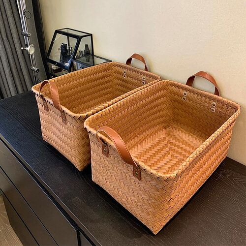 收纳筐仿藤编手工编织ins风橱柜衣柜整理客厅R储物筐玩具筐脏衣篮