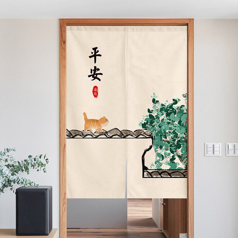 布艺门帘隔断帘家用卧室装饰布B帘厨房洗手间遮挡挂帘免打孔帘子