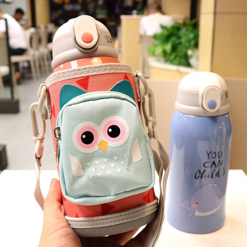 带布套大容量儿童保温杯带吸管三盖小学生316不锈钢S水壶直饮盖60