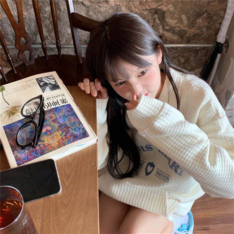 2025秋季华夫格设计感小众Polo衫翻领卫衣女刺绣oversize情侣上衣