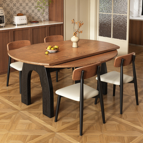 法式复古实木岩板餐桌