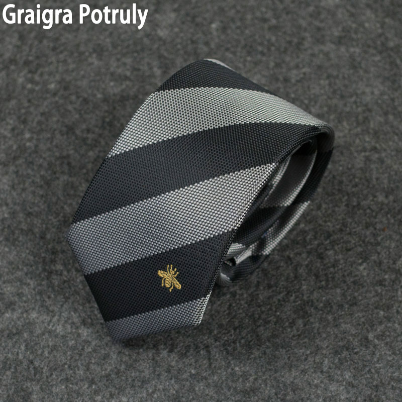 斜条纹婚庆家同款蜜蜂黑灰领带