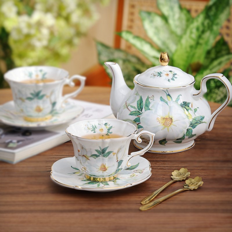茶花公主 欧式小奢华田园骨瓷z描金下午茶具套装英式咖啡杯花茶具