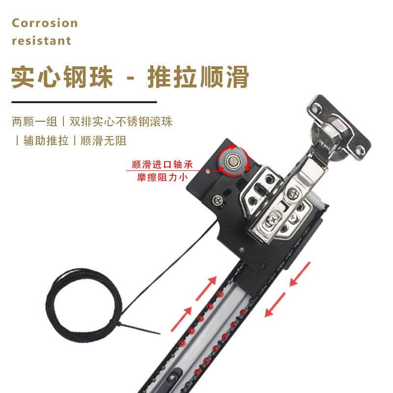 橱柜隐藏式侧装抽拉回o旋门滑轨衣柜折叠推拉门插入式轨道五金配