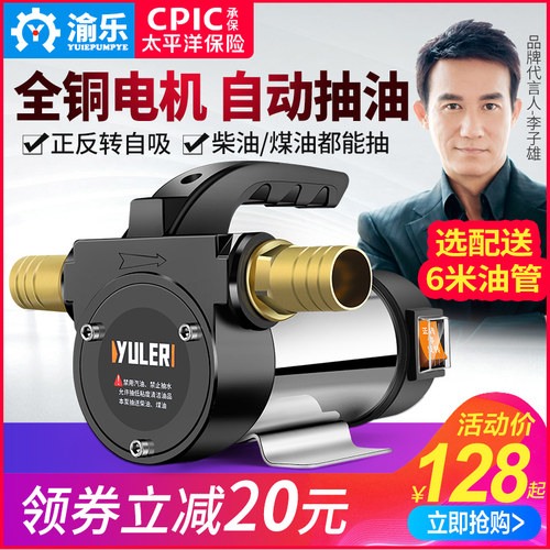 渝乐新款b正反转电动抽油泵直流加油泵加油机柴油吸油机12V24V220