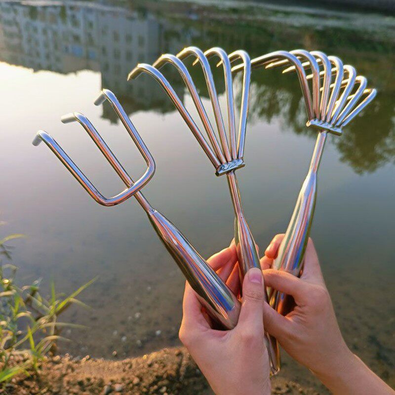 赶海不锈钢耙子松土挖q蛤蜊搂树叶加厚结实搂草挖贝壳海边工具沙