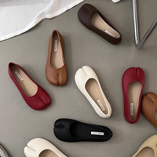 法式平底猪蹄分趾鞋女2024秋z季新款仙女百搭通勤浅口软底豆豆单