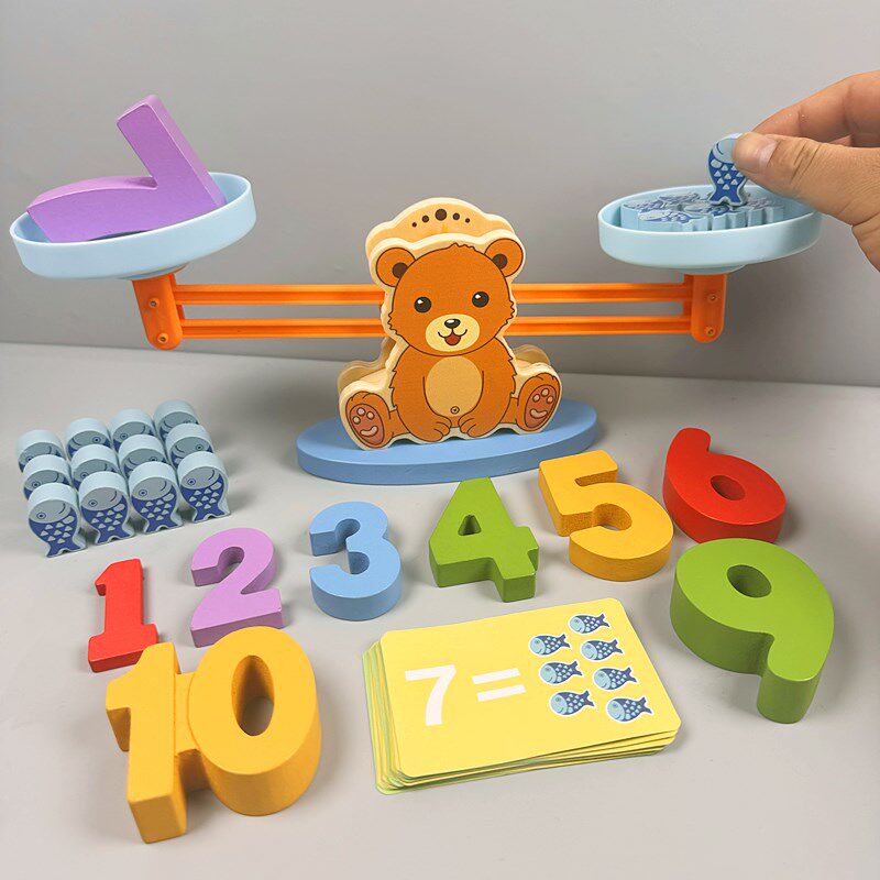 儿童益智数字天平称玩具幼儿园小班中班科学区区域材料.大班数学
