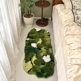 森林苔藓地毯卧室床边毯加厚长条房间主卧床前地垫小清.新毛绒脚