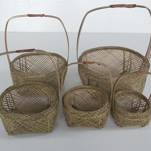 手提竹编篮子厨房小m竹篮收纳筐鸡蛋果蔬蓝手工编买菜篮子家用框