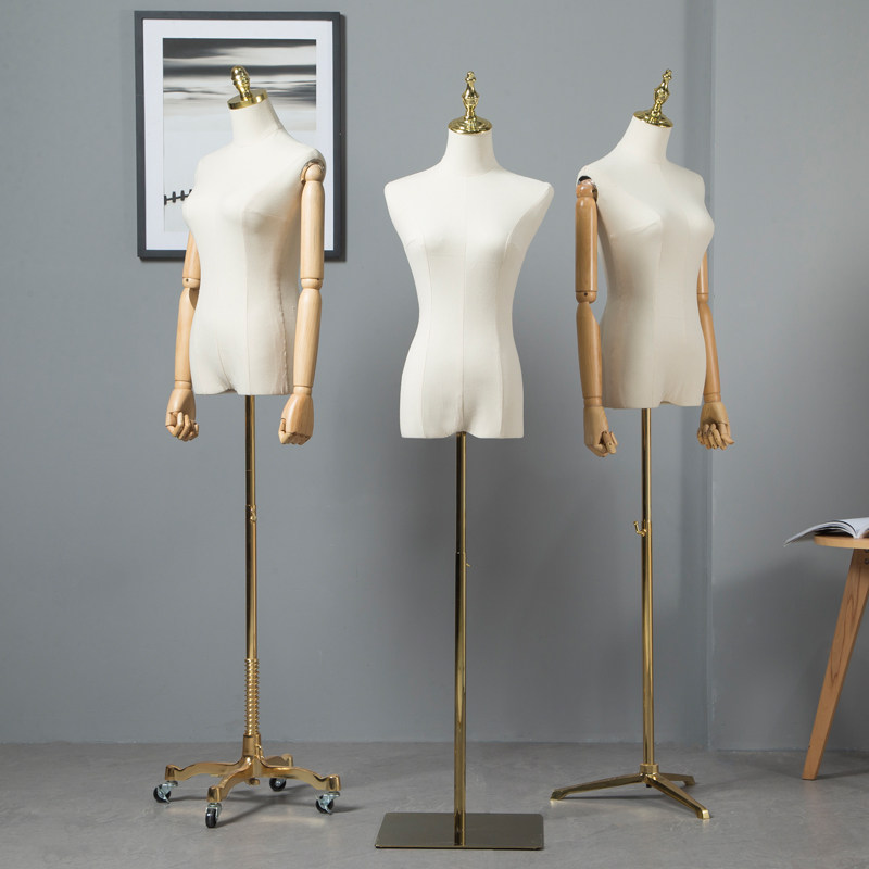 服装店高档展e示模特道具女 半身包布人台橱窗展示人体金属模特架