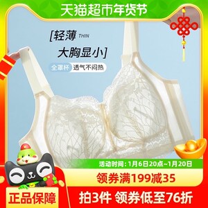 雅黛俪内衣女蕾丝大胸显小显瘦轻薄透气全罩杯R收副乳无钢圈文胸