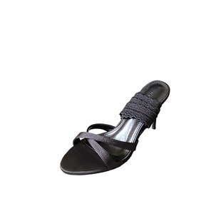 2025夏季新款露趾女q鞋细跟绸缎面绑带高级感圆头高跟鞋凉靴凉鞋