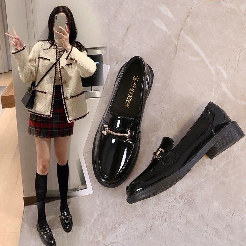 软底小皮鞋女2024春秋新款英伦风鞋子乐福鞋平底S百搭黑色豆豆单