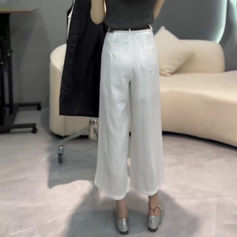 白色休闲亚麻阔腿j九分裤女2025夏季薄款简约百搭潮流通勤直筒裤,女装/女士精品,大码裤装,淘宝优惠券,粉丝福利购,淘宝优惠卷