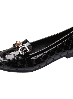 单鞋女鞋c子2021秋季新款百搭浅口休闲黑色工作软底平底豆豆鞋