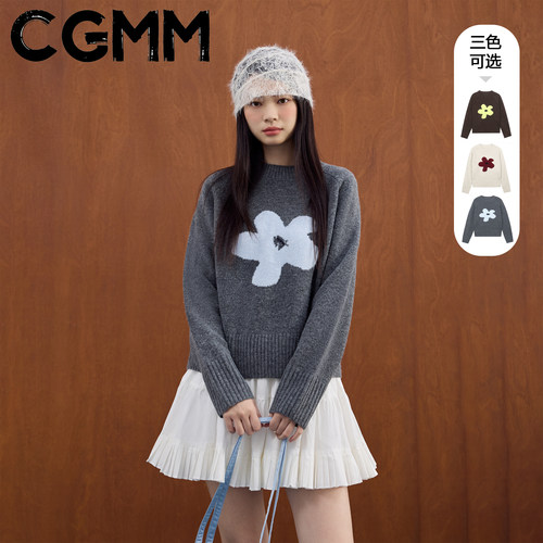 CGMM/橱柜密码秋季新款慵懒风甜美百搭针织宽松圆领毛衣DSOMB5226
