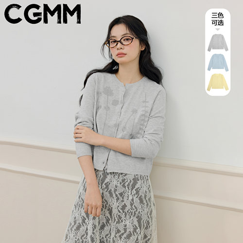 CGMM春季刺绣圆领针织开衫女
