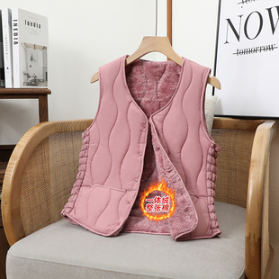 百搭 v领坎肩修身 2025新款 秋冬羽绒棉马甲女加绒加厚保暖背心短款