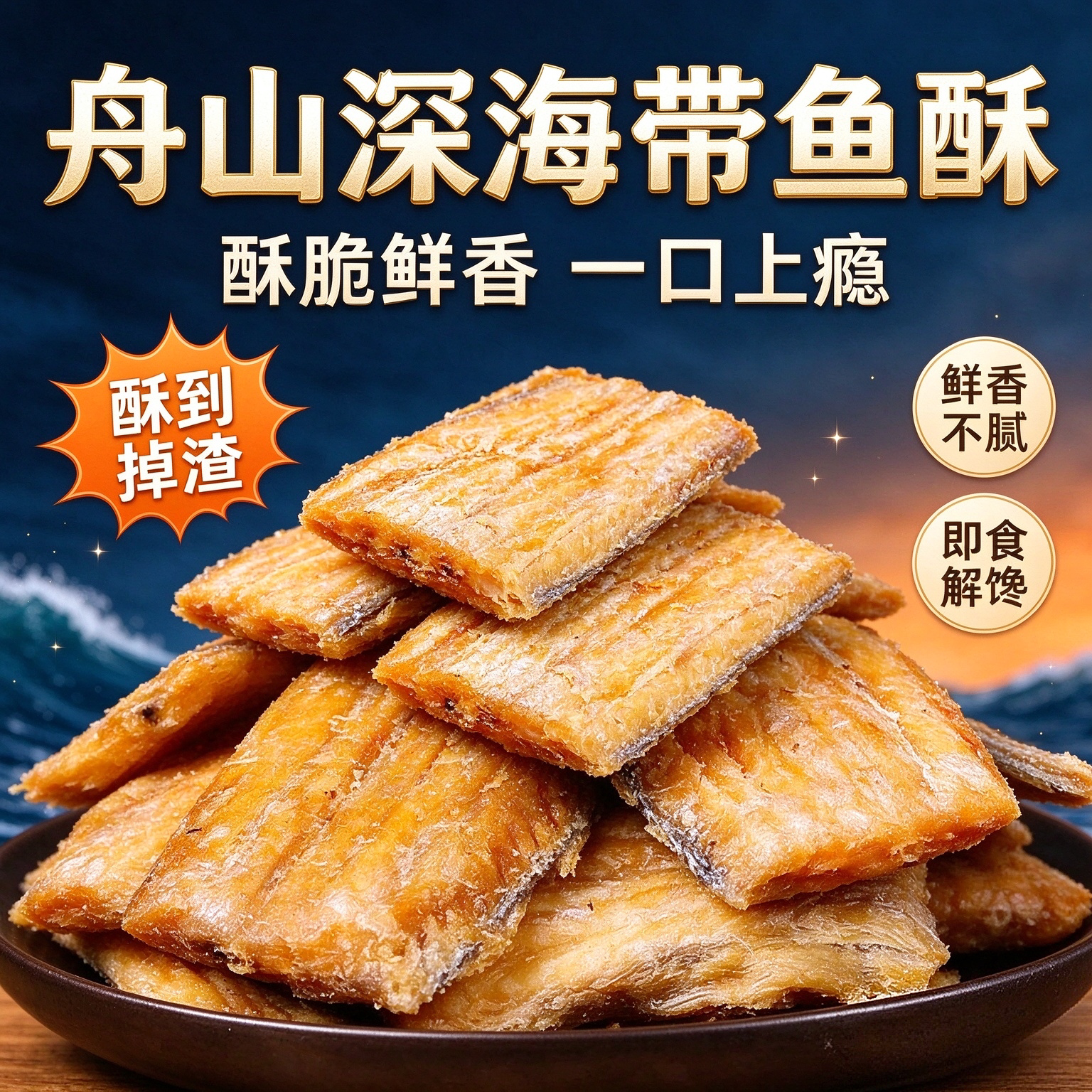舟山香酥带鱼酥中段香酥带鱼酥即食零食夜宵休闲海鲜零食下酒菜a