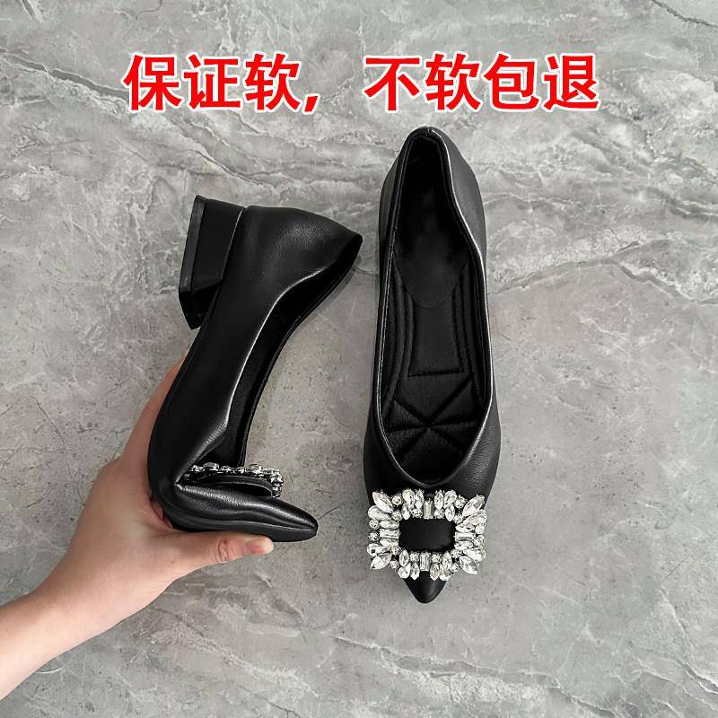 新品黑色工作走秀高跟走秀配裙子旗袍一字扣跳舞妈妈皮鞋女鞋单鞋