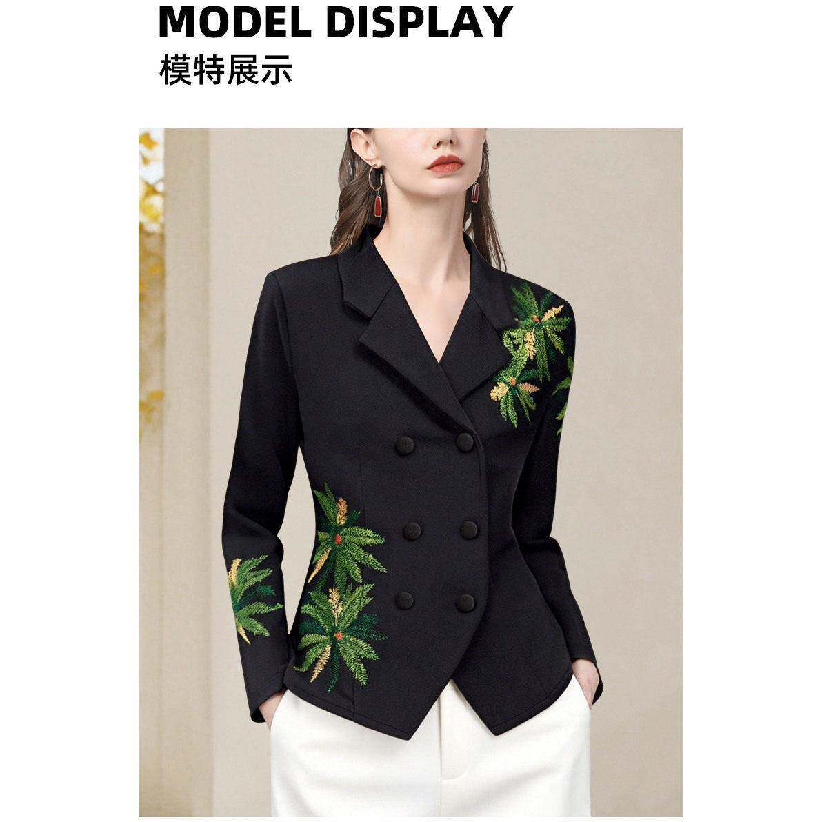 新品刺绣花西装领衬衫女职业气质上衣长袖2026春装修身时尚通勤衬